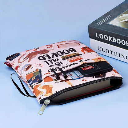Book nerd Zippered Book Sleeve with Printed Design – Waterproof Protective Cover for Books, Ideal for Readers and Students with Extra Pocket & Carry Strap - Image 4