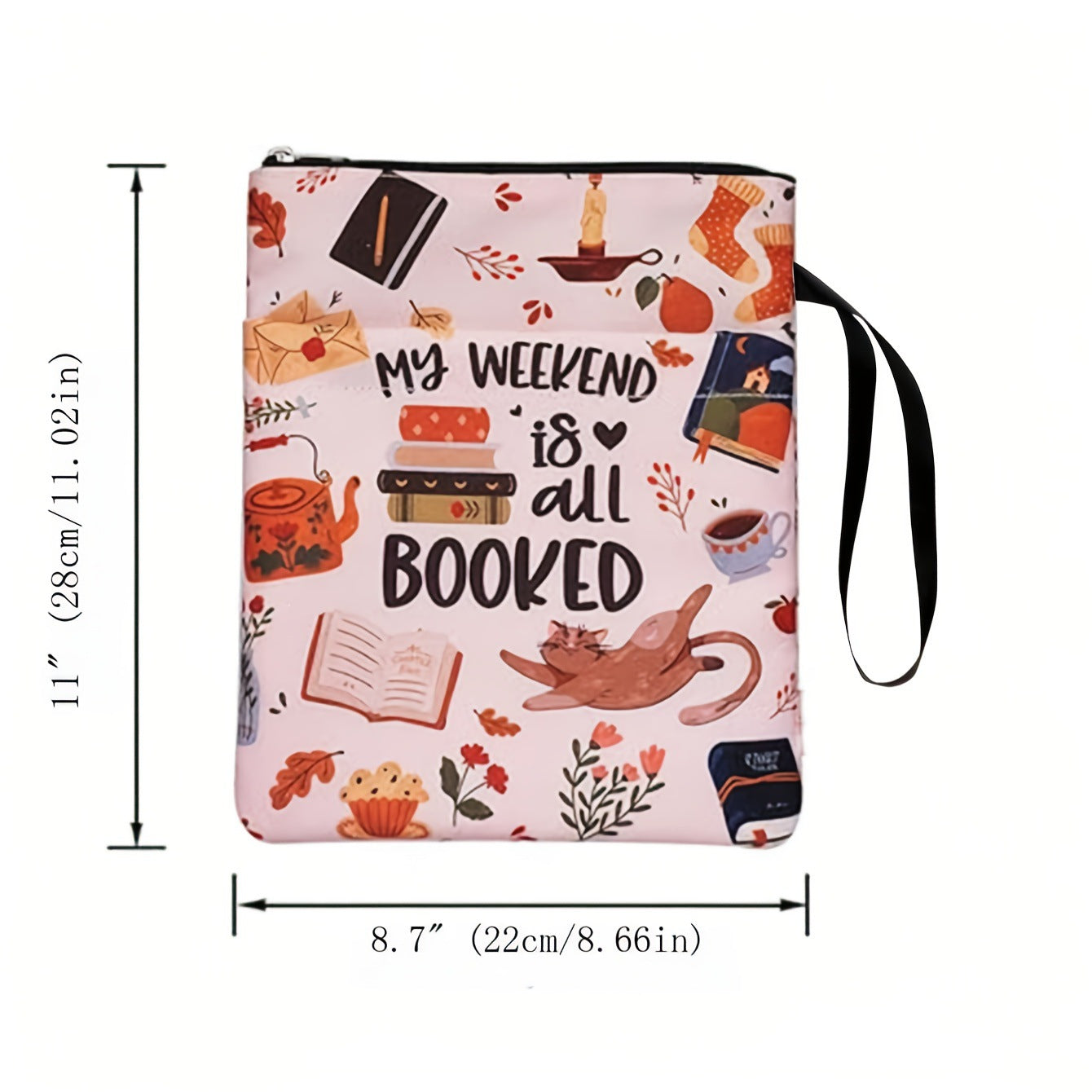 Book nerd Zippered Book Sleeve with Printed Design – Waterproof Protective Cover for Books, Ideal for Readers and Students with Extra Pocket & Carry Strap - Image 6