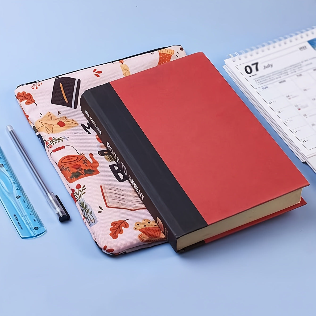 Daisy Zippered Book Sleeve with Printed Design – Waterproof Protective Cover for Books, Ideal for Readers and Students with Extra Pocket & Carry Strap - Image 3