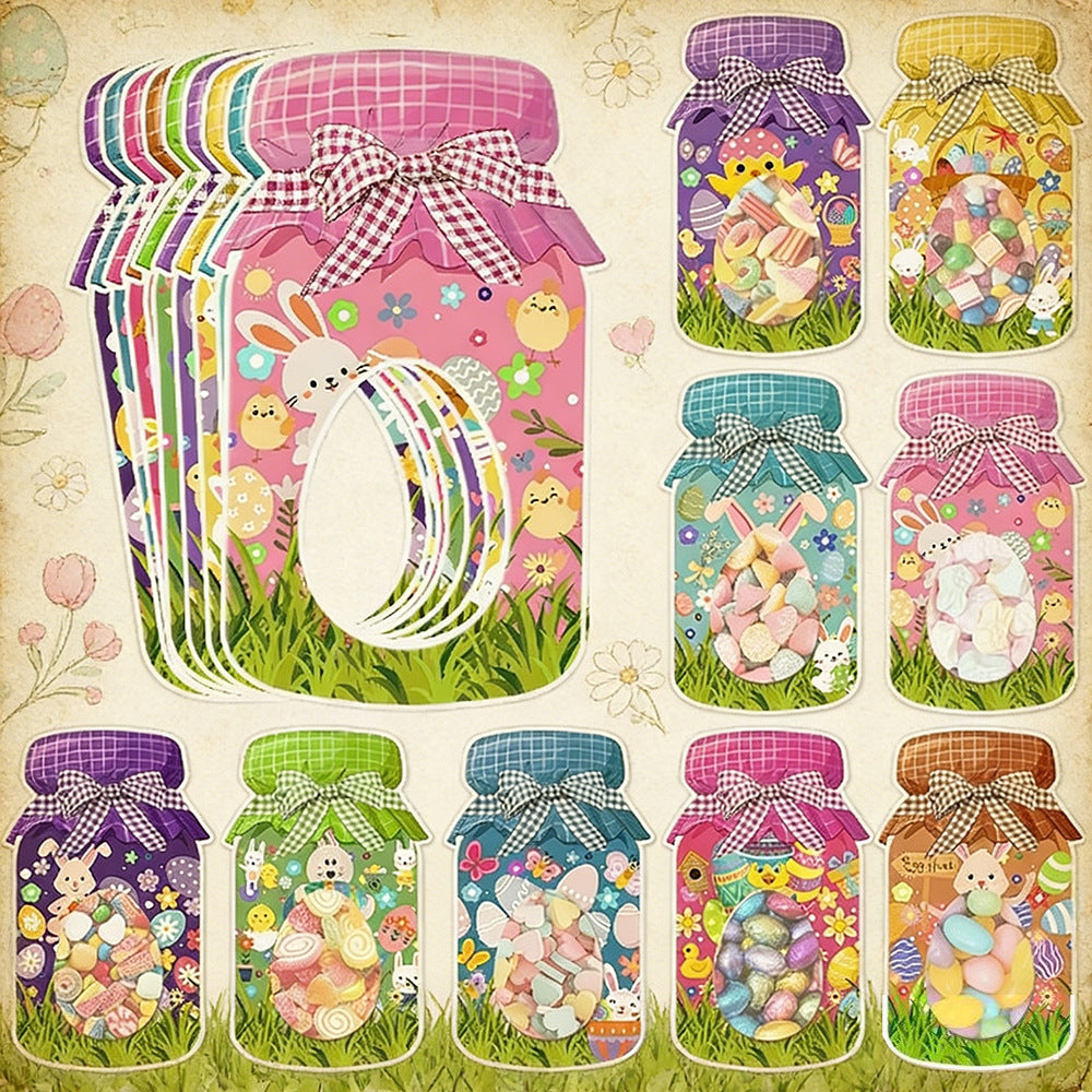 27-Piece Easter Treat Bag Set – 9 Unique Designs, 3 of Each, Jar-Style Candy Bags with Window for Party Favors and Holiday Gifts - Image 2