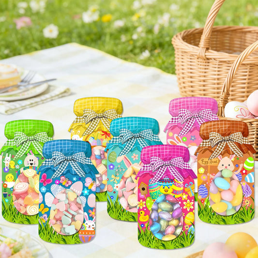 27-Piece Easter Treat Bag Set – 9 Unique Designs, 3 of Each, Jar-Style Candy Bags with Window for Party Favors and Holiday Gifts - Image 4