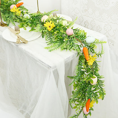 Easter Artificial Garland – 200cm Decorative Vine with Eggs, Carrots, Flowers and Leaves for Table Centerpiece or Party Decoration - Image 2