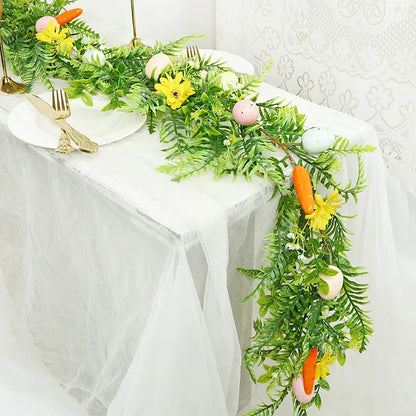 Easter Artificial Garland – 200cm Decorative Vine with Eggs, Carrots, Flowers and Leaves for Table Centerpiece or Party Decoration - Image 2