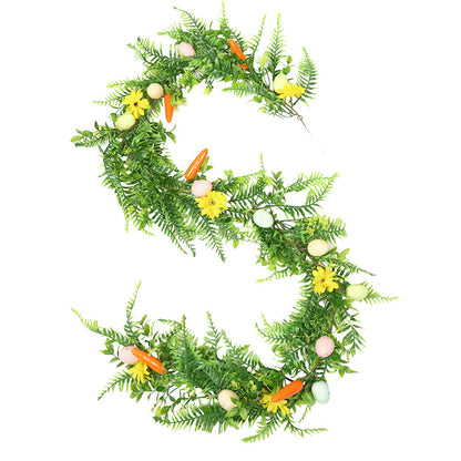 Easter Artificial Garland – 200cm Decorative Vine with Eggs, Carrots, Flowers and Leaves for Table Centerpiece or Party Decoration - Image 4