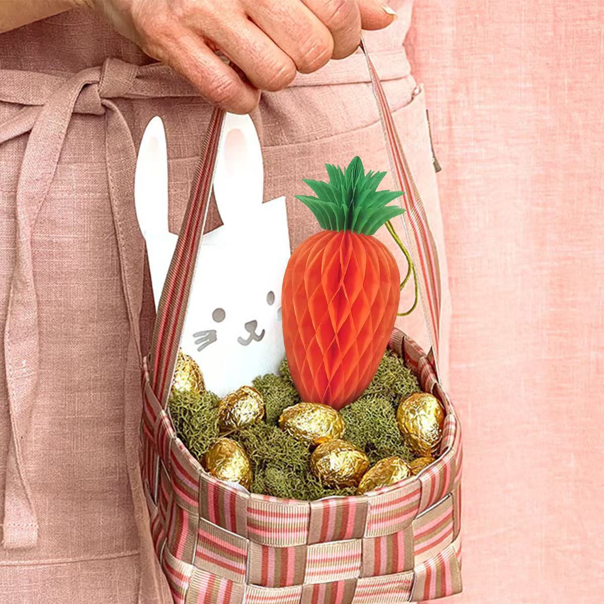 Easter Carrot Honeycomb Decorations – 10-Piece Set with 5 x 15cm and 5 x 20cm Paper Carrots, Hanging Ornaments for Party and Home Decoration - Image 3