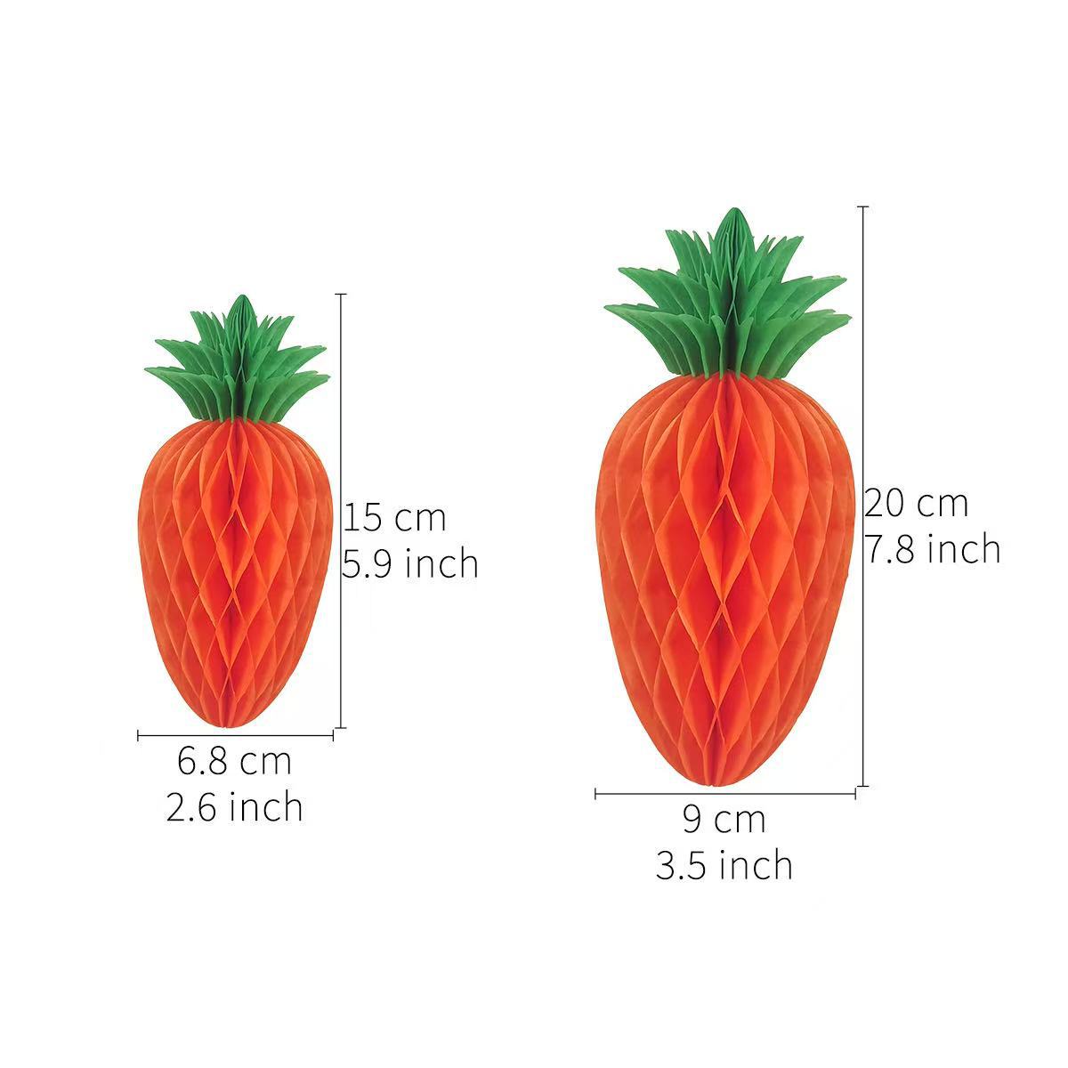 Easter Carrot Honeycomb Decorations – 10-Piece Set with 5 x 15cm and 5 x 20cm Paper Carrots, Hanging Ornaments for Party and Home Decoration - Image 5