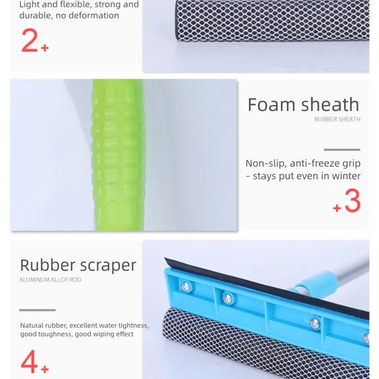 Pink Home Window Cleaner – Adjustable Aluminum Alloy Glass Scraper with Dual-Sided Sponge and Rubber Blade, Easy-to-Use Window Cleaning Tool - Image 3