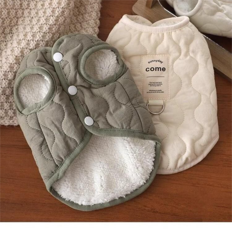 Beige Winter Dog Vest for Small and Medium Breeds – Thickened Warm Quilted Coat with Soft Fleece Lining, Adjustable Fit for Dogs and Cats(Size: 2XL) - Image 3