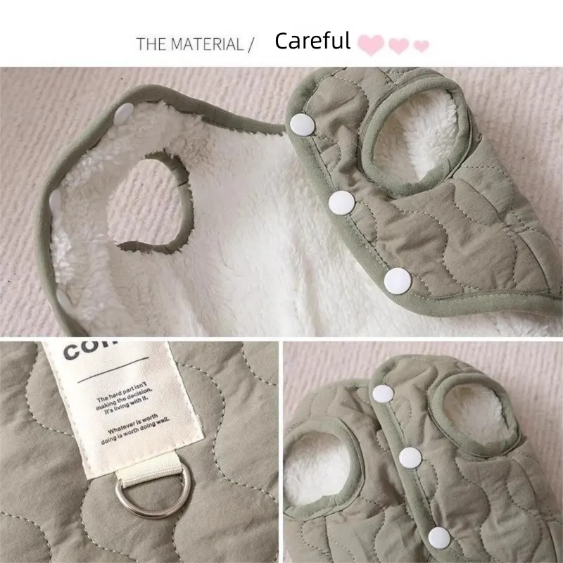 Beige Winter Dog Vest for Small and Medium Breeds – Thickened Warm Quilted Coat with Soft Fleece Lining, Adjustable Fit for Dogs and Cats(Size: 2XL) - Image 4