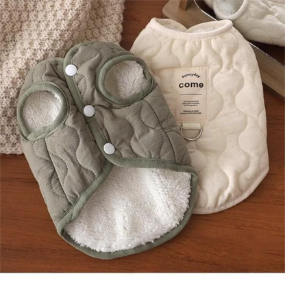 Green Winter Dog Vest for Small and Medium Breeds – Thickened Warm Quilted Coat with Soft Fleece Lining, Adjustable Fit for Dogs and Cats(Size: M) - Image 3
