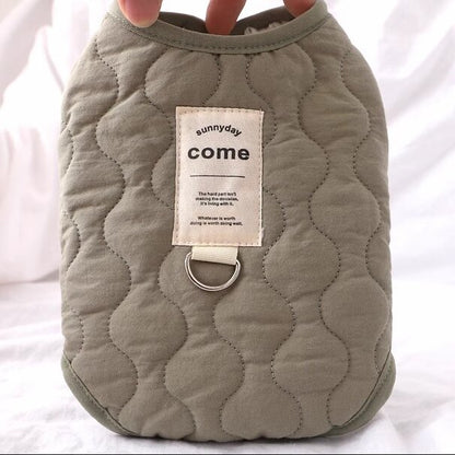 Green Winter Dog Vest for Small and Medium Breeds – Thickened Warm Quilted Coat with Soft Fleece Lining, Adjustable Fit for Dogs and Cats(Size: S)