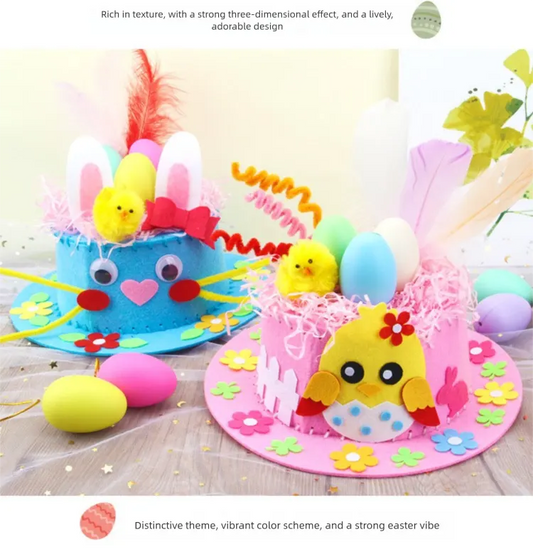 Pink DIY Easter Hat Craft Kit – Kids’ Handmade Decoration Set with Accessories for Easter Parties, School Activities and Home Crafts - Image 6