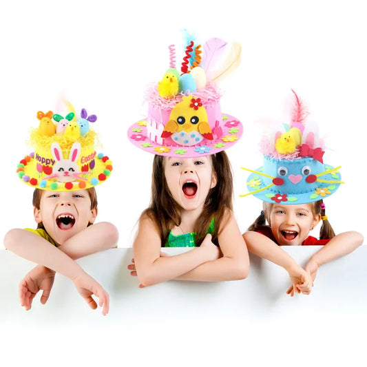 Orange DIY Easter Hat Craft Kit – Kids’ Handmade Decoration Set with Accessories for Easter Parties, School Activities and Home Crafts - Image 3