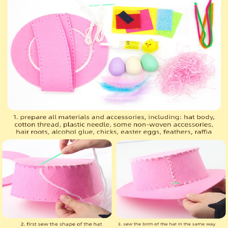Orange DIY Easter Hat Craft Kit – Kids’ Handmade Decoration Set with Accessories for Easter Parties, School Activities and Home Crafts - Image 5