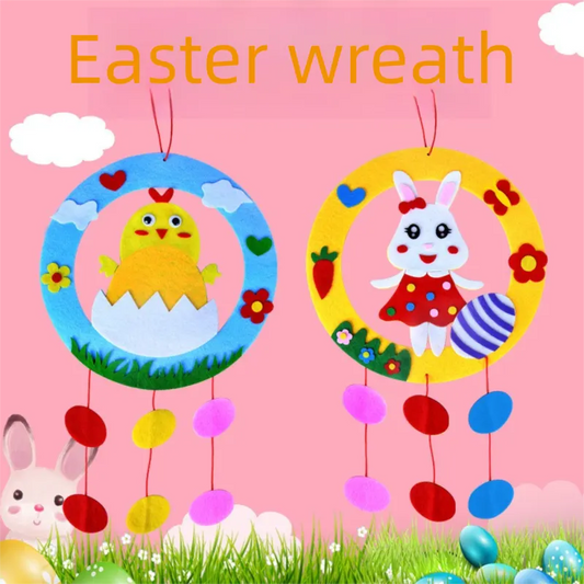 2-Piece Easter Kids Craft Decoration Set – DIY Hanging Ornaments Featuring Bunny and Chick Designs - Image 2
