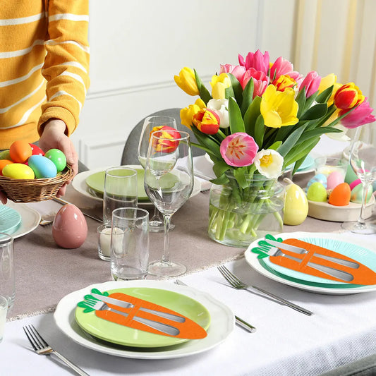 Rabbit 18-Piece Easter Cutlery Holders Set – 3 Identical Sets of 6, Festive Tableware Decor for Holiday Dining and Party Use - Image 3