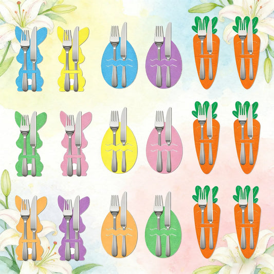Easter egg 18-Piece Easter Cutlery Holders Set – 3 Identical Sets of 6, Festive Tableware Decor for Holiday Dining and Party Use - Image 5