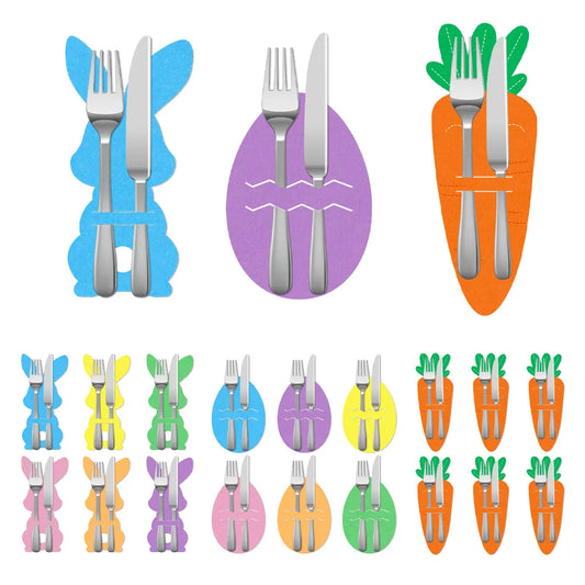 Carrot 18-Piece Easter Cutlery Holders Set – 3 Identical Sets of 6, Festive Tableware Decor for Holiday Dining and Party Use - Image 2