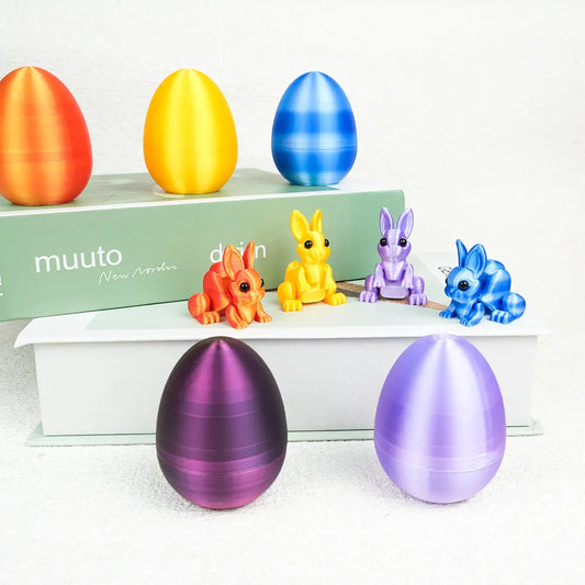 3-Piece Black-to-green gradient Easter Surprise Egg Set – Identical Interactive Figurines with Hinged Shell, Collectible Holiday Display Toy - Image 2