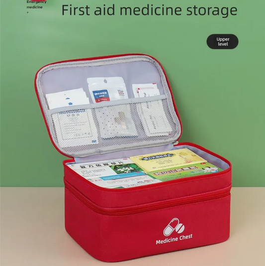 Dark blue Compact Double-Layer Medicine Storage Case – Portable First Aid Organizer for Home, Travel & Emergency Use - Image 3