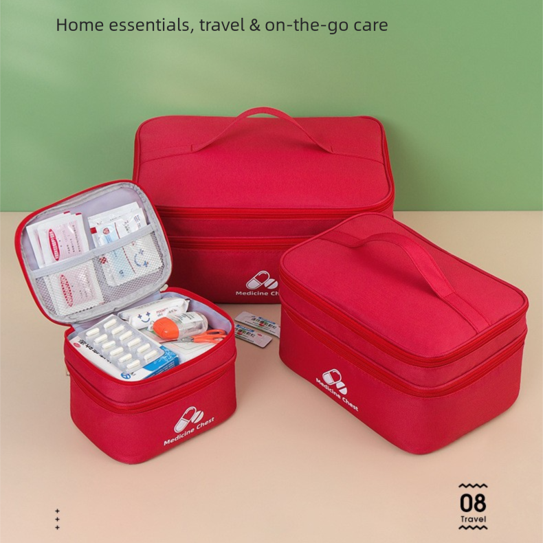 Dark blue Compact Double-Layer Medicine Storage Case – Portable First Aid Organizer for Home, Travel & Emergency Use - Image 6
