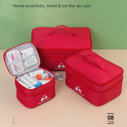 Beige Large First Aid Organizer –35×24×17cm Double-Layer Medicine Storage Case for Family & Travel Use - Image 6