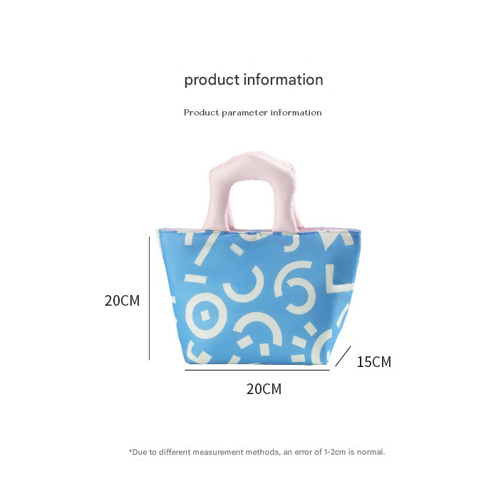 Blue and pink handbag Insulated Lunch Bag – Multi-Color Printed Tote with Padded Handle for Students & Office Workers - Image 5
