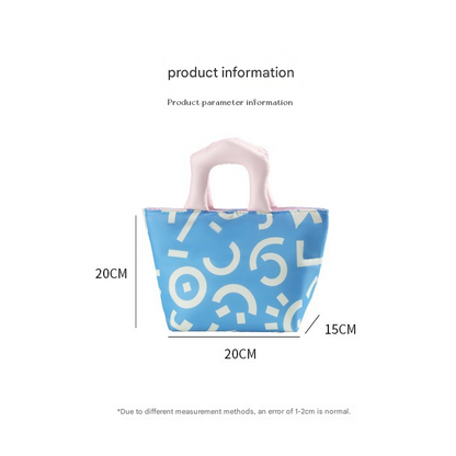 Blue and orange handbag Insulated Lunch Bag – Multi-Color Printed Tote with Padded Handle for Students & Office Workers - Image 5