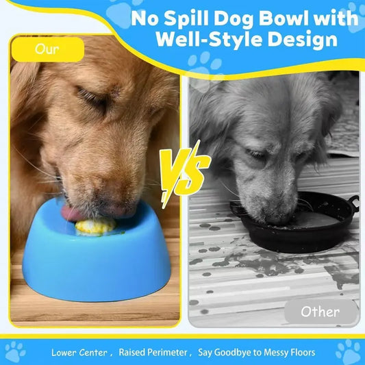 Blue bowl, orange ball Slow Feeding Dog Bowl with Built-In Rolling Ball – Anti-Spill Pet Lick Dish for Healthy Eating Habits - Image 3