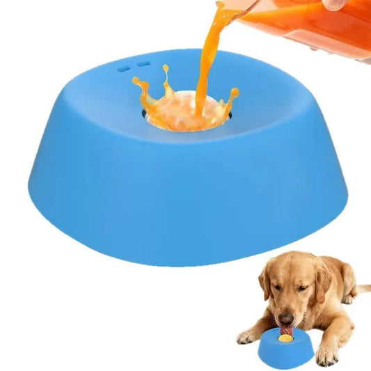 Blue bowl, white ball Slow Feeding Dog Bowl with Built-In Rolling Ball – Anti-Spill Pet Lick Dish for Healthy Eating Habits - Image 2