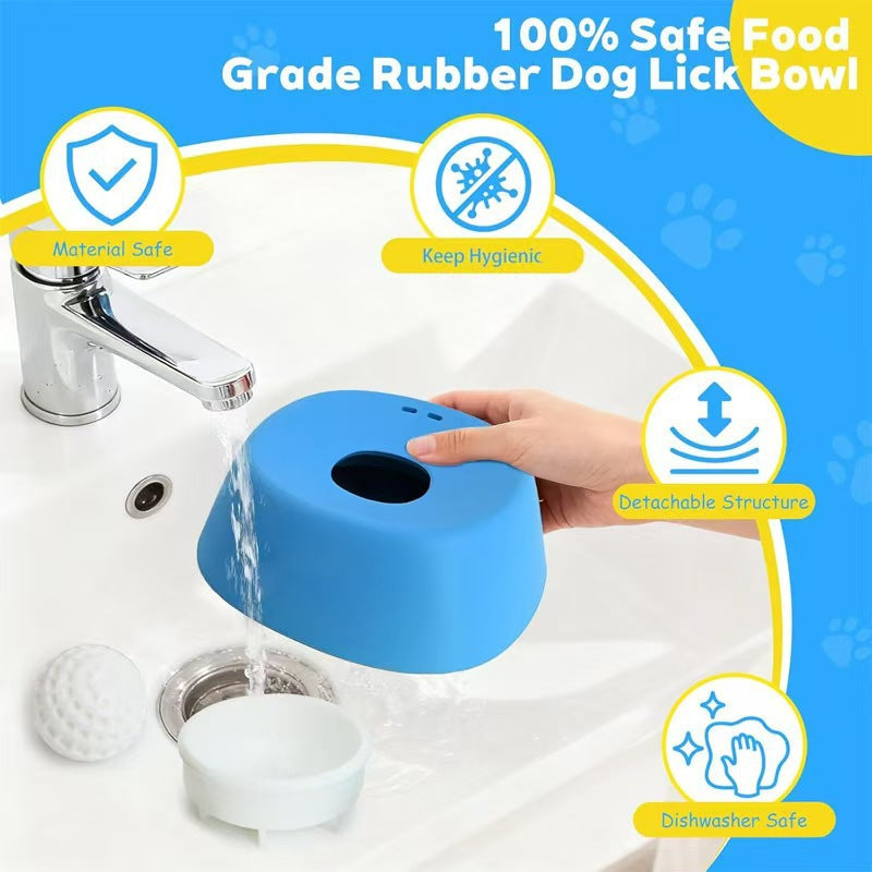 Yellow bowl, white ball Slow Feeding Dog Bowl with Built-In Rolling Ball – Anti-Spill Pet Lick Dish for Healthy Eating Habits - Image 4