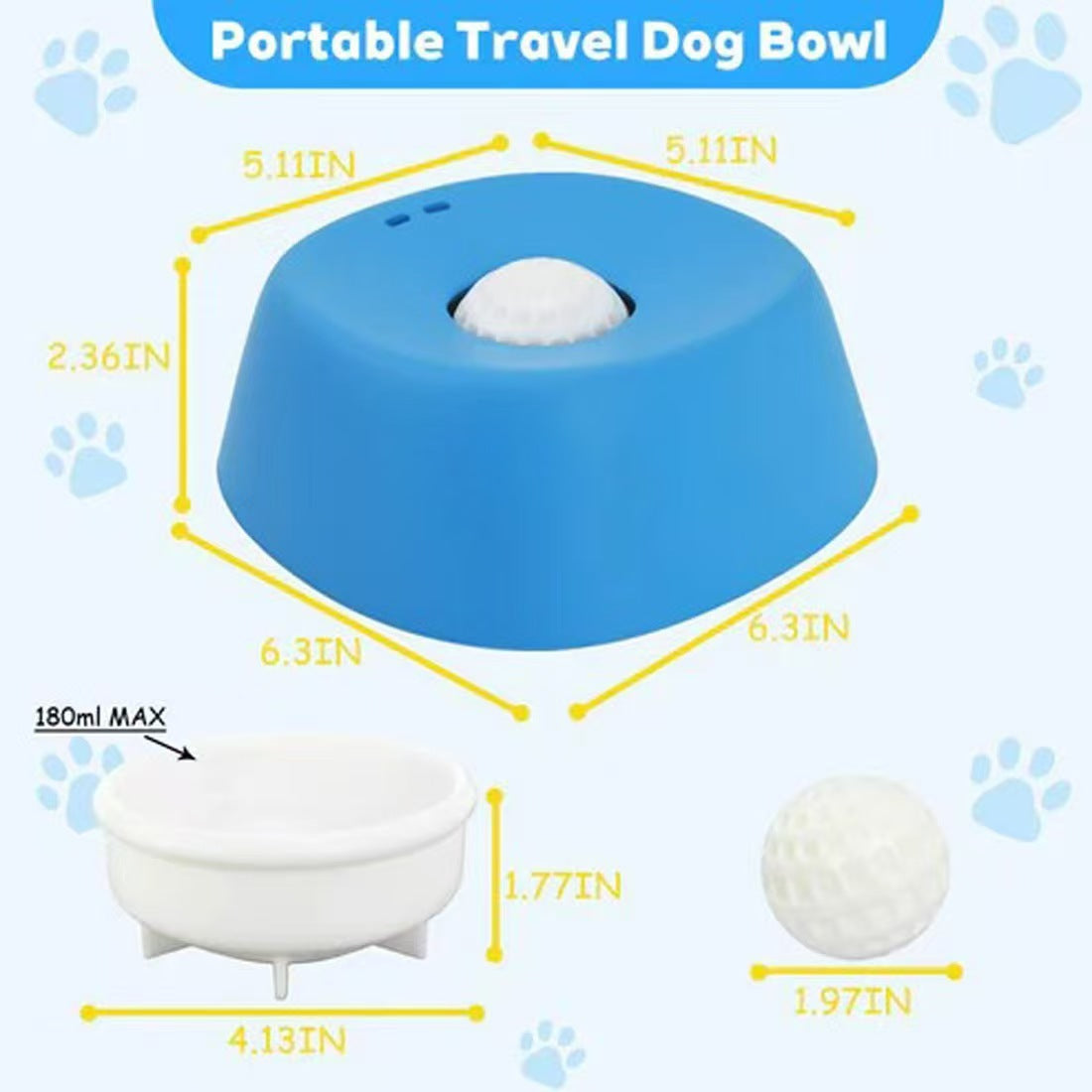 Yellow bowl, white ball Slow Feeding Dog Bowl with Built-In Rolling Ball – Anti-Spill Pet Lick Dish for Healthy Eating Habits - Image 6