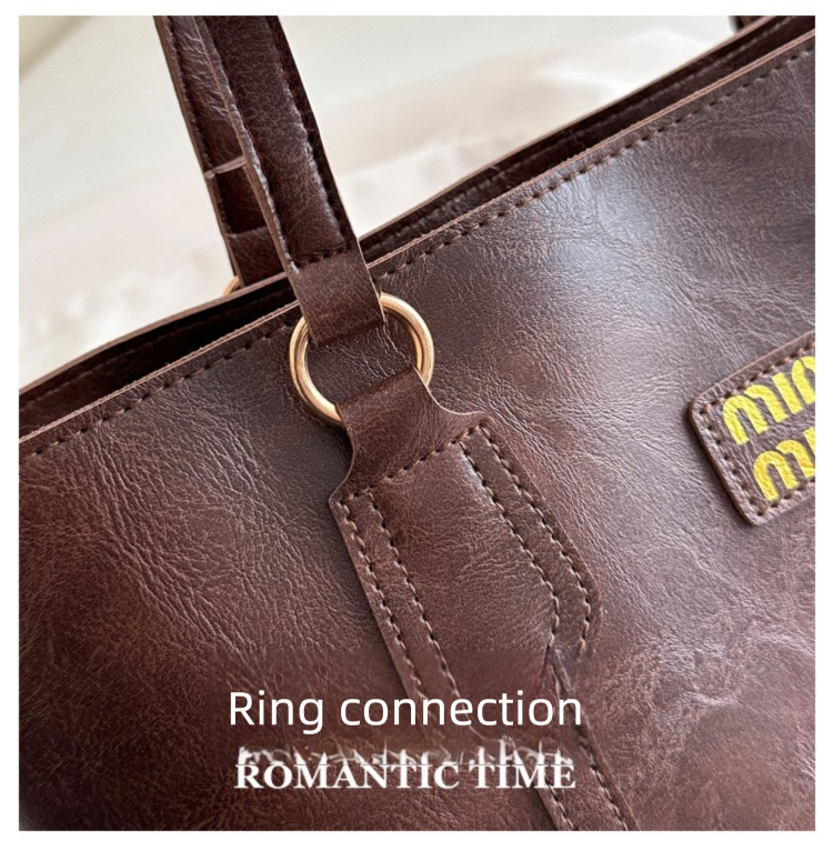 Brown Large Capacity Tote Bag – Vintage-Style Shoulder Handbag for Daily Use & Office Commute - Image 5