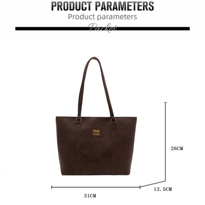 Brown Large Capacity Tote Bag – Vintage-Style Shoulder Handbag for Daily Use & Office Commute - Image 6