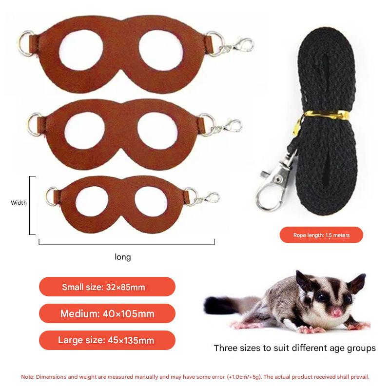 2-Pack Black Small Mammal Harness Set – 6 Pcs (S/M/L ×2) + 2×1.5m Leashes for Secure Outdoor Handling - Image 4