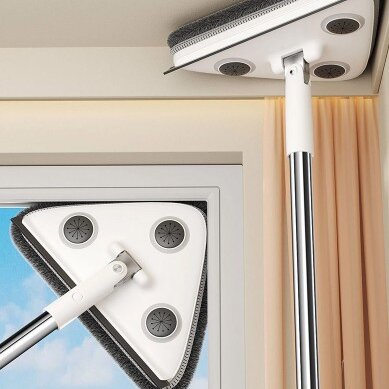 5-Pack Window Cleaning Tool – Extendable Rod + 25cm Triangular Head + 2 Cleaning Cloths for Ceiling, Glass & Floor - Image 3
