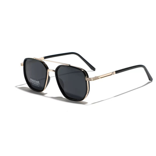 Gold and black Rectangular Sunglasses – Classic Frame Design with Adjustable Nose Pads for Daily Wear