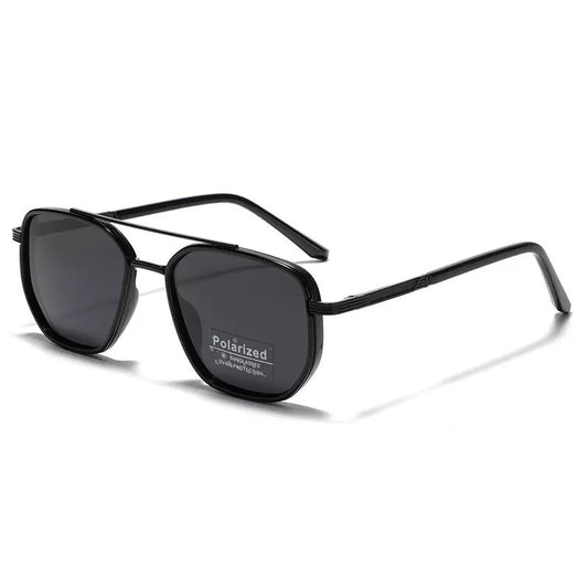Glossy black Rectangular Sunglasses – Classic Frame Design with Adjustable Nose Pads for Daily Wear