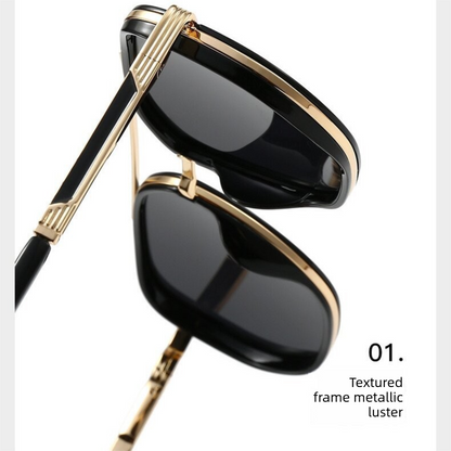 Glossy black Rectangular Sunglasses – Classic Frame Design with Adjustable Nose Pads for Daily Wear - Image 3