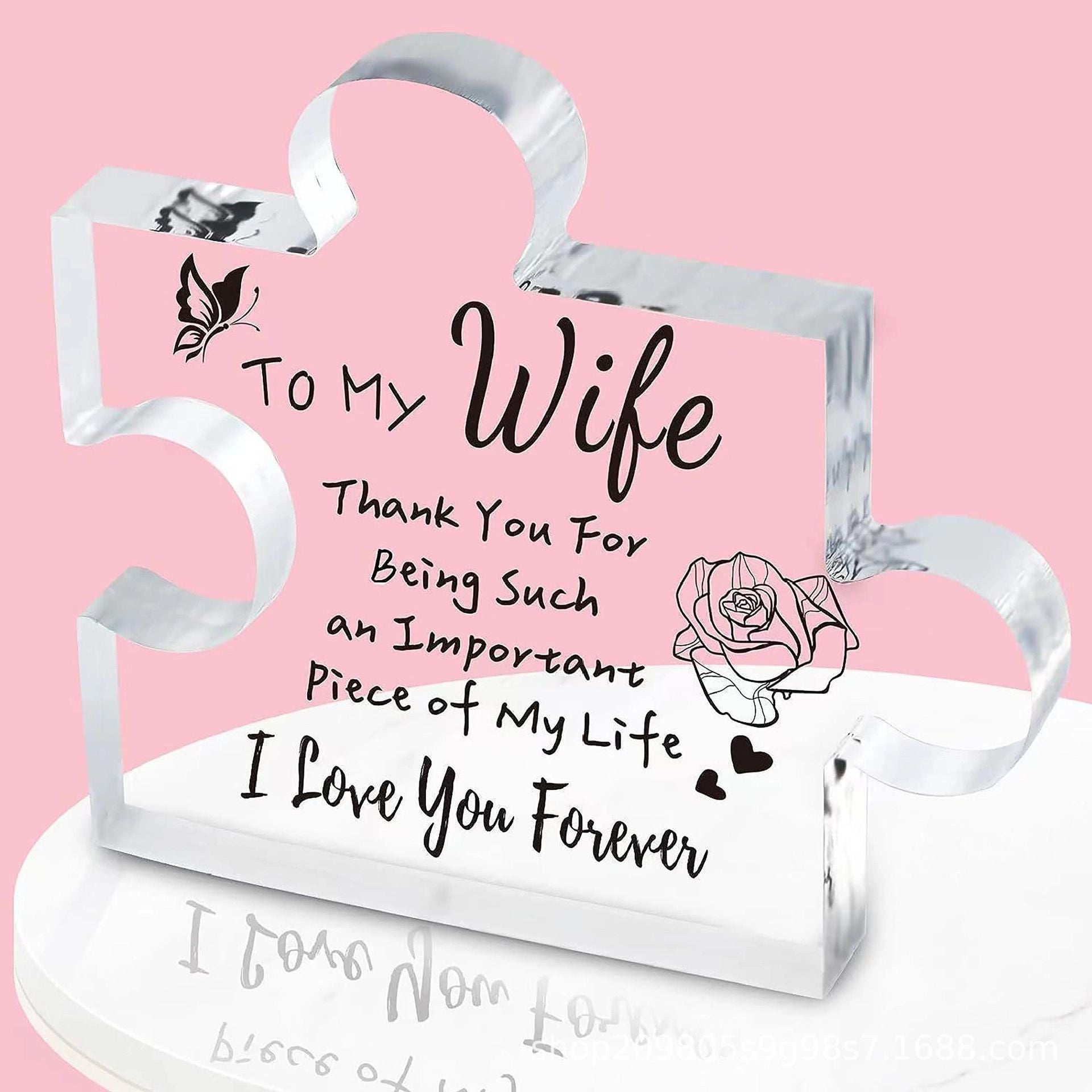 Interlocking Puzzle-Shaped Desktop Decor – 10.5cm Square Display Piece for Home or Gifting(Wife)