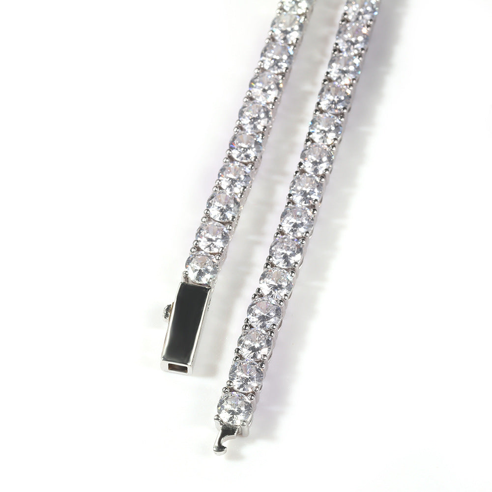 Silver Single-Row Zircon Bracelet – 4mm Wide, Brass Base with Secure Clasp, AAA+ Stones for Everyday Wear - Image 2