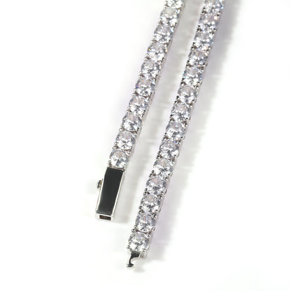 Silver Single-Row Zircon Bracelet – 4mm Wide, Brass Base with Secure Clasp, AAA+ Stones for Everyday Wear - Image 2