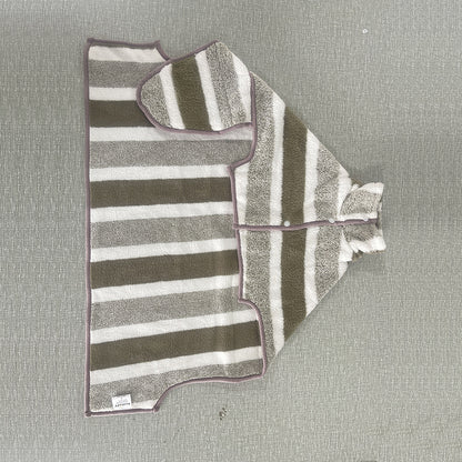 Brown Stripes Super Absorbent Pet Bathrobe with Waist Belt & Neck Snap - Full Coverage Quick-Drying Towel for Dogs & Cats (M Size)