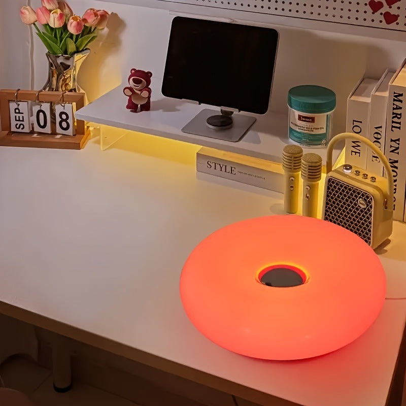 Retro Bauhaus Donut Bedside Lamp - Cordless Vibrant Orange Ambient Light and Sconce with Touch Dimming (USB Rechargeable) - Image 6