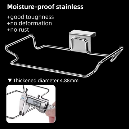 Stainless Steel Over-Cabinet Trash Bag Holder with Curved Ear Hook  - Heavy Duty Hanging Waste Bag Support for Home & Office - Image 3