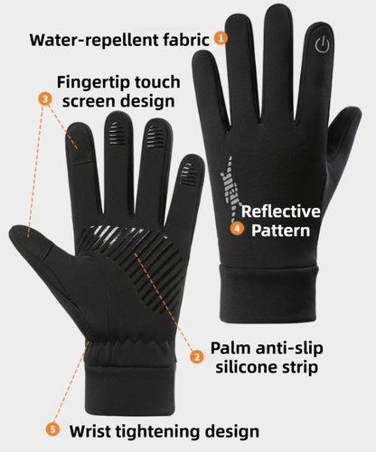 Grey Windproof Thermal Sports Gloves with Touchscreen Fingertips & Anti-Slip Palm Grip for Running & Cycling (SD-01 Wrist-Tighten / M Size) - Image 2
