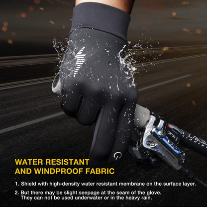 Grey Windproof Thermal Sports Gloves with Touchscreen Fingertips & Anti-Slip Palm Grip for Running & Cycling (SD-01 Wrist-Tighten / M Size) - Image 6