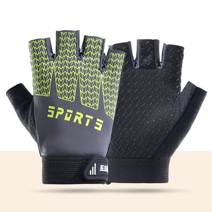 Black and Green Breathable Half-Finger Cycling Gloves for Kids - Non-Slip Silicone Grip, Ice Silk & Shock-Absorbing Sports Mitts (S Size)