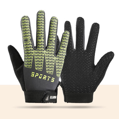 Black and Green Breathable Cycling Gloves for Kids - Non-Slip Silicone Grip, Ice Silk & Shock-Absorbing Sports Mitts (M Size)