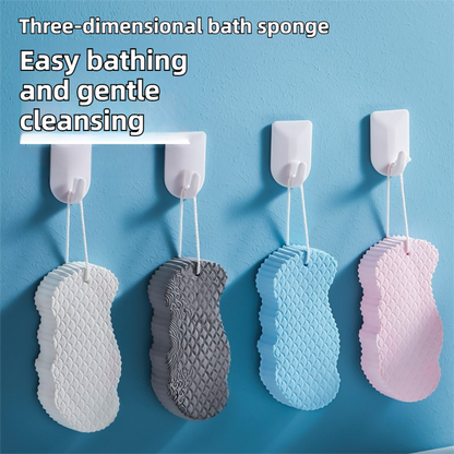 3PCS Pink Nordic Style 3D Fish Scale Exfoliating Sponge - High Elasticity Body Scrubber for Painless Deep Clean - Image 2